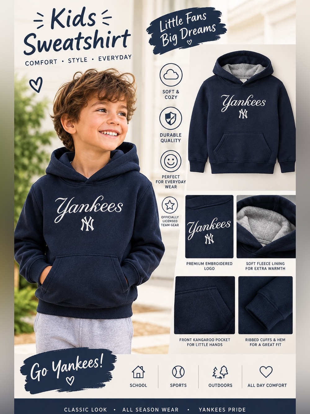 Kids Navy Hoodie